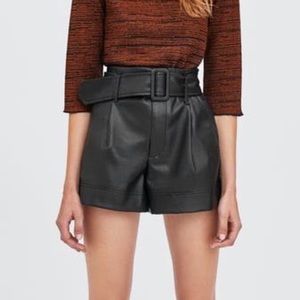 zara faux leather shorts